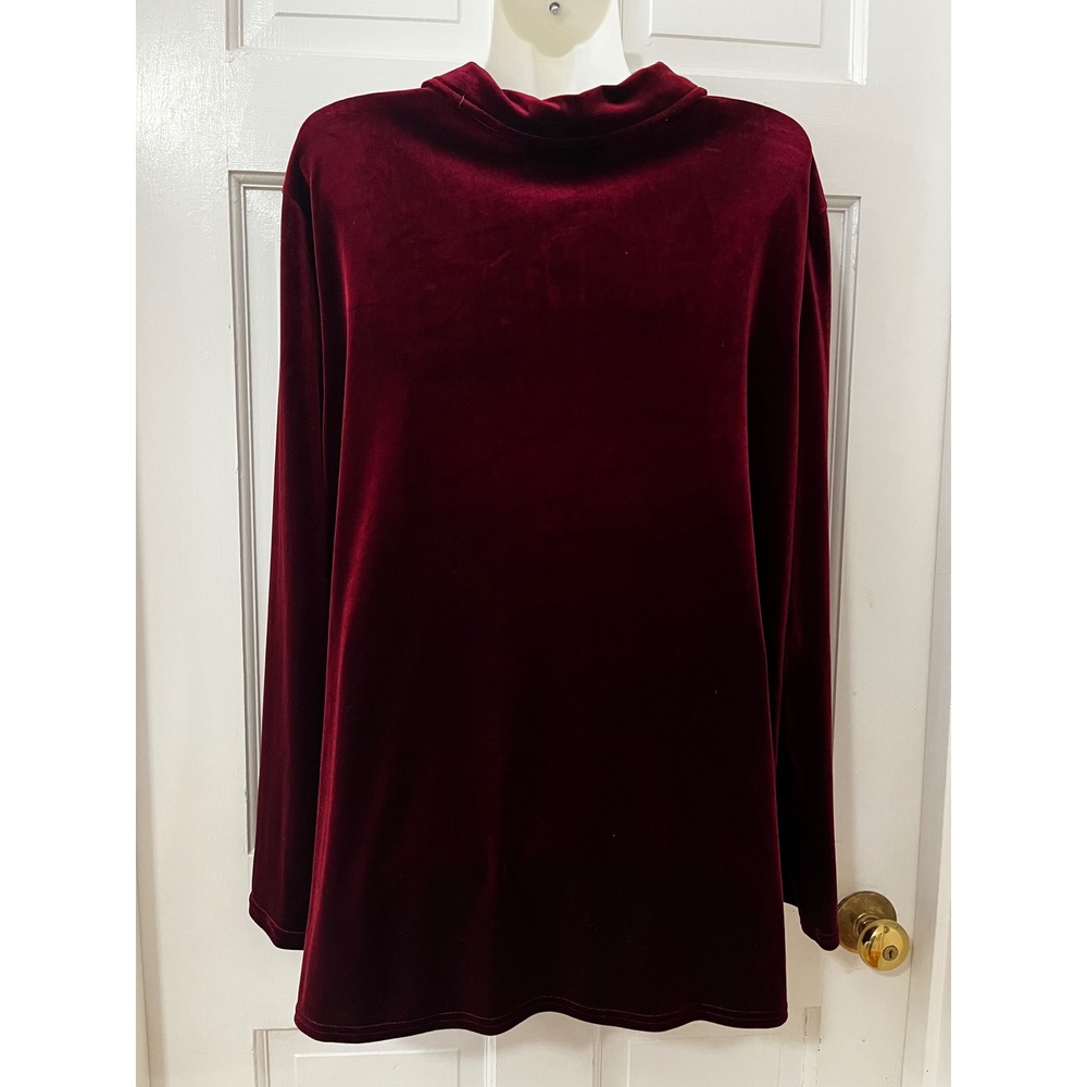 Soft by‎ Avenue Burgundy Velvet Tunic Shirt Plus 22/24 Holiday Christmas NEW - Picture 2 of 6